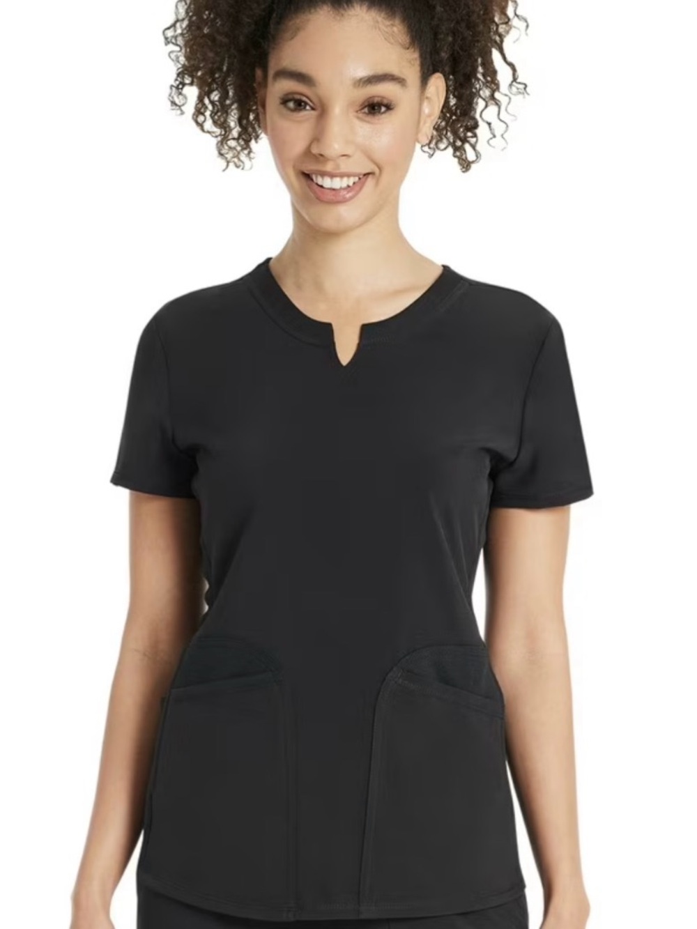 Scrubstar Women's Black Short-Sleeve Notch-Neck and Jogger pant set